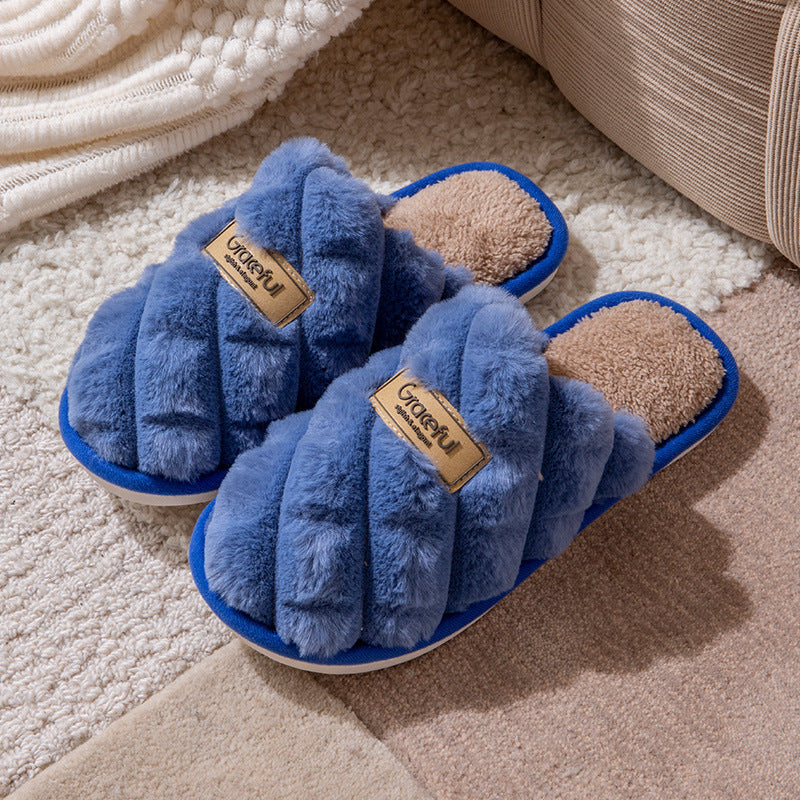 New Simple Thick Bottom Interior Home Non-slip Plush Warm Cotton Slippers Limorista
