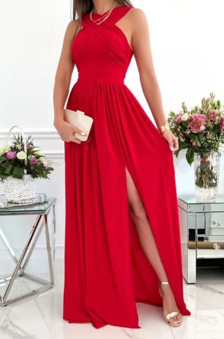 Summer Sleeveless Neck Hanging Back Dress Limorista