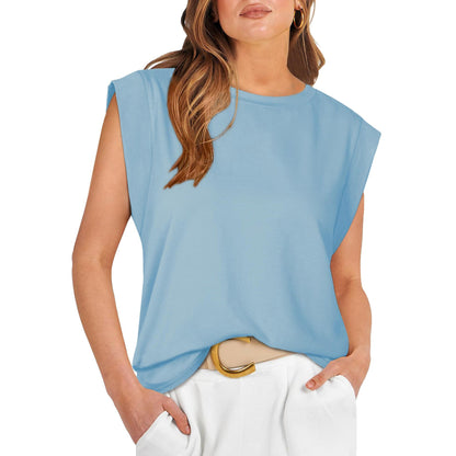 Round Neck Loose Short Sleeves Striped Top For Women Limorista