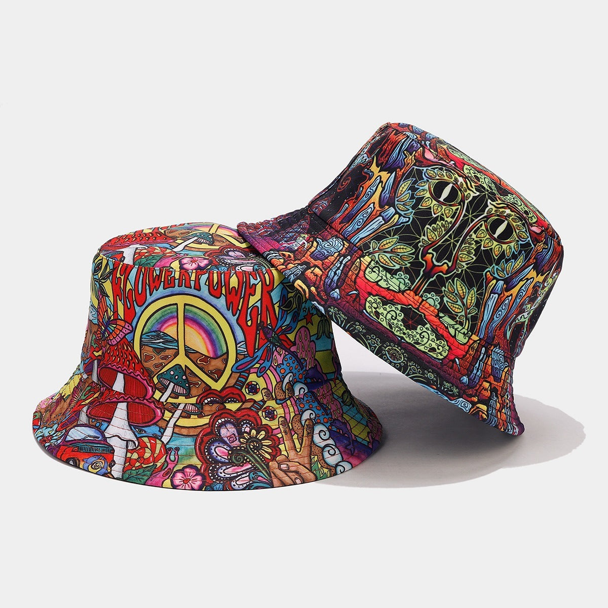 Graffiti Double-sided Bucket Hat Female Party Hip Hop Bucket Hat Limorista