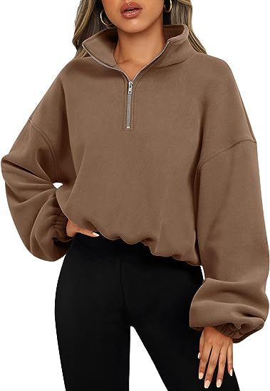 Loose Sport Pullover Hoodie Women Winter Solid Color Zipper Stand Collar Sweatshirt Thick Warm Clothing Limorista