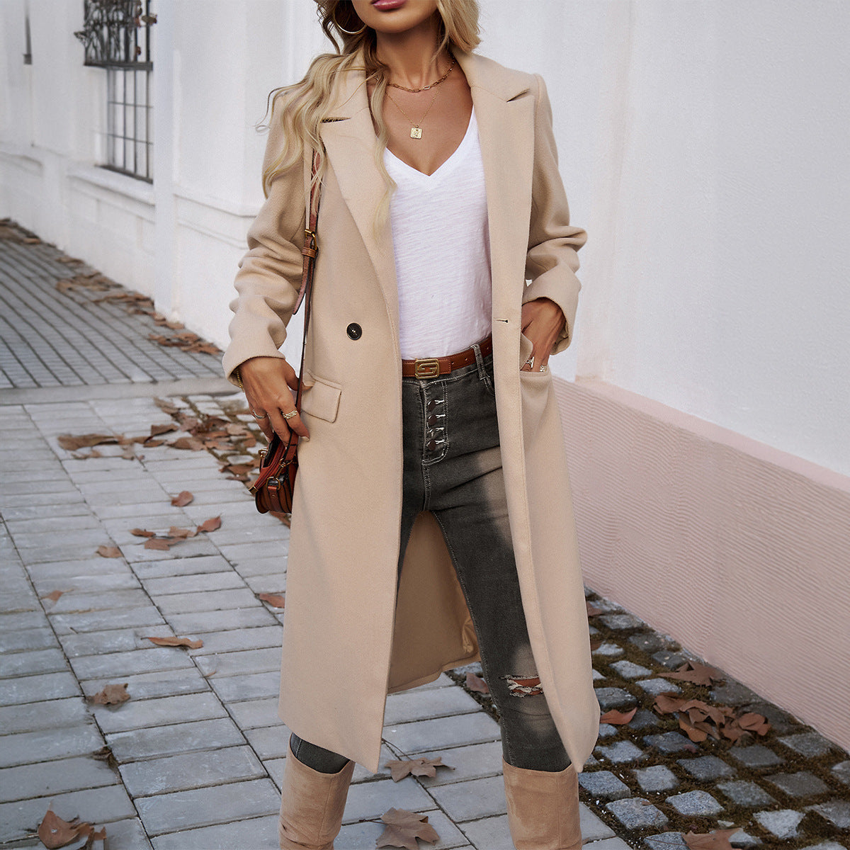 Lady Temperament Commuting Turn-down Collar Coat Limorista