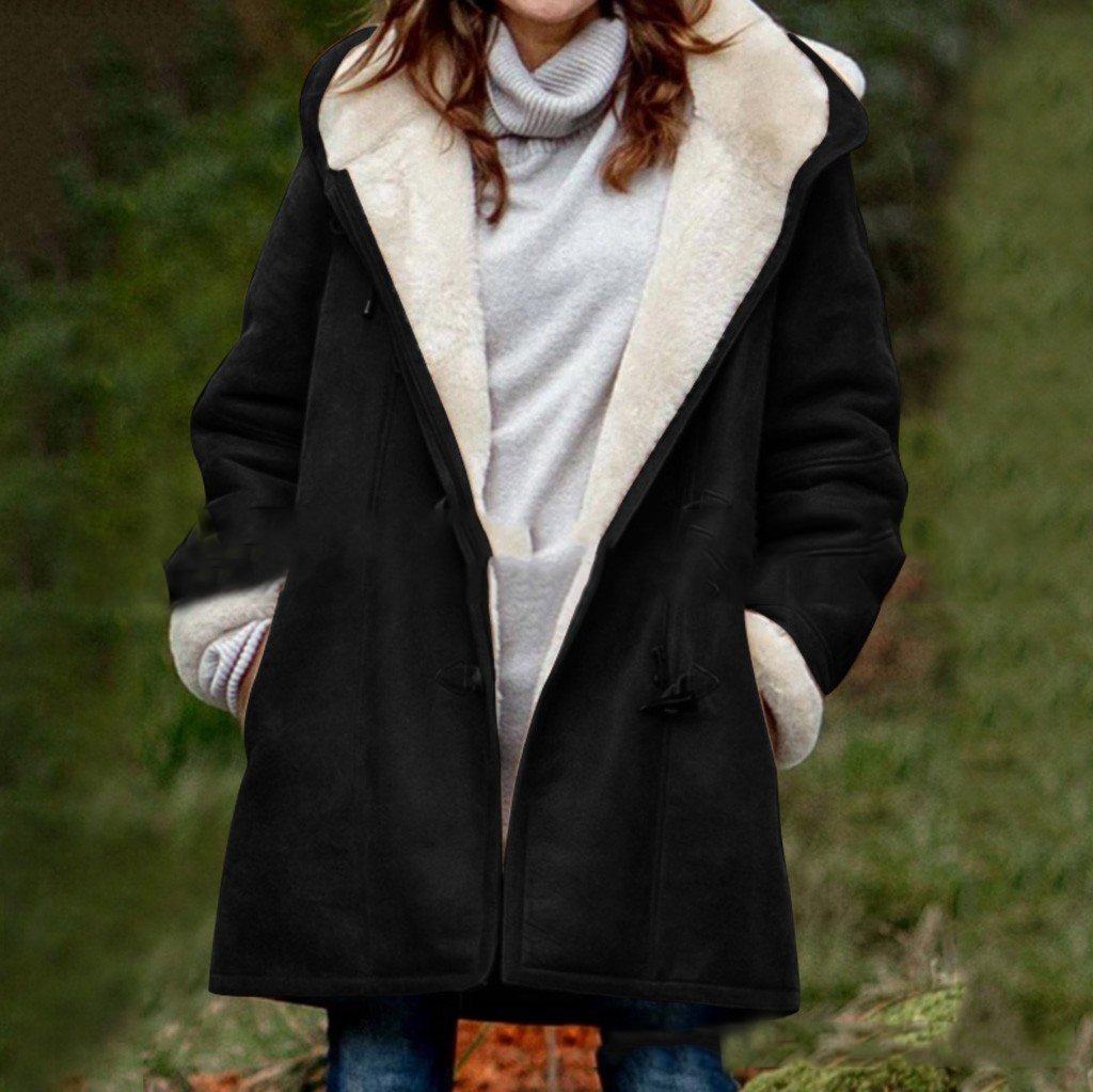 Solid color mid-length hooded jacket Limorista