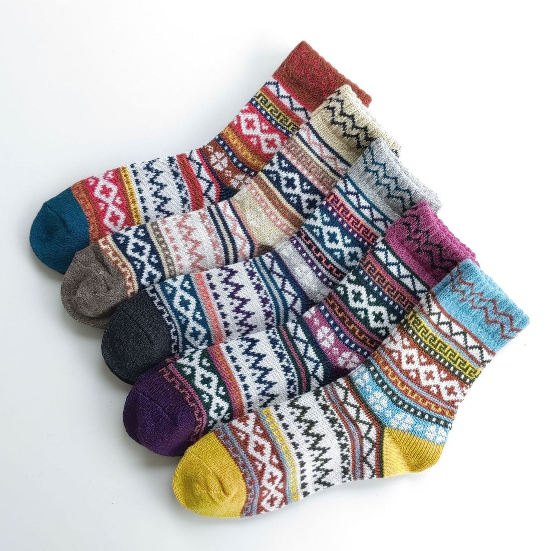 Winter Rhombus Wool Socks Thick Line Medium Tube Limorista