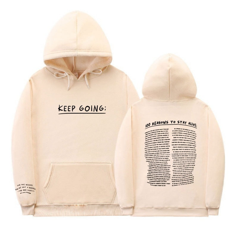Limorista - Letter Printing Long-sleeved Drawstring Hooded Sweatshirt With Pockets Fashion Sports Hoodie Womens Clothing