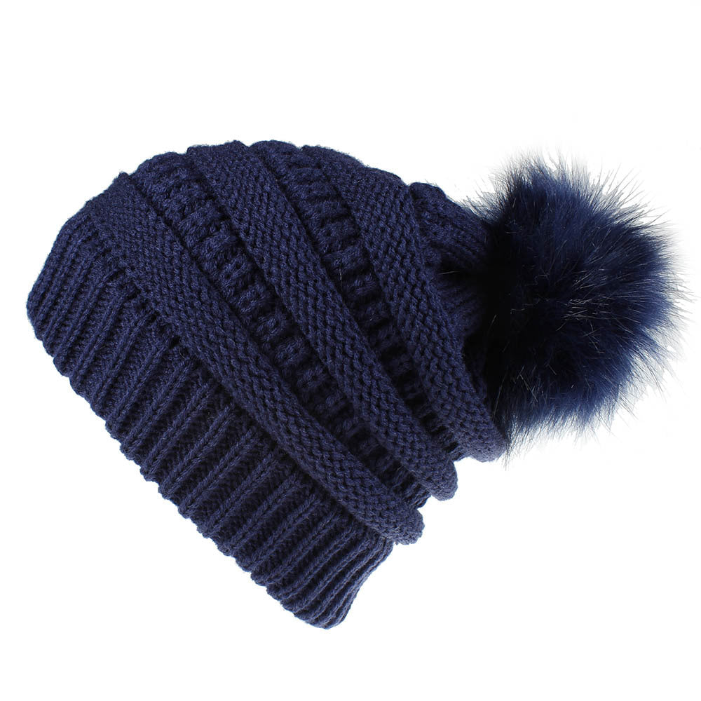 Faux Fur Fox Fur Ball Hat Knitted Casual Fashion Limorista