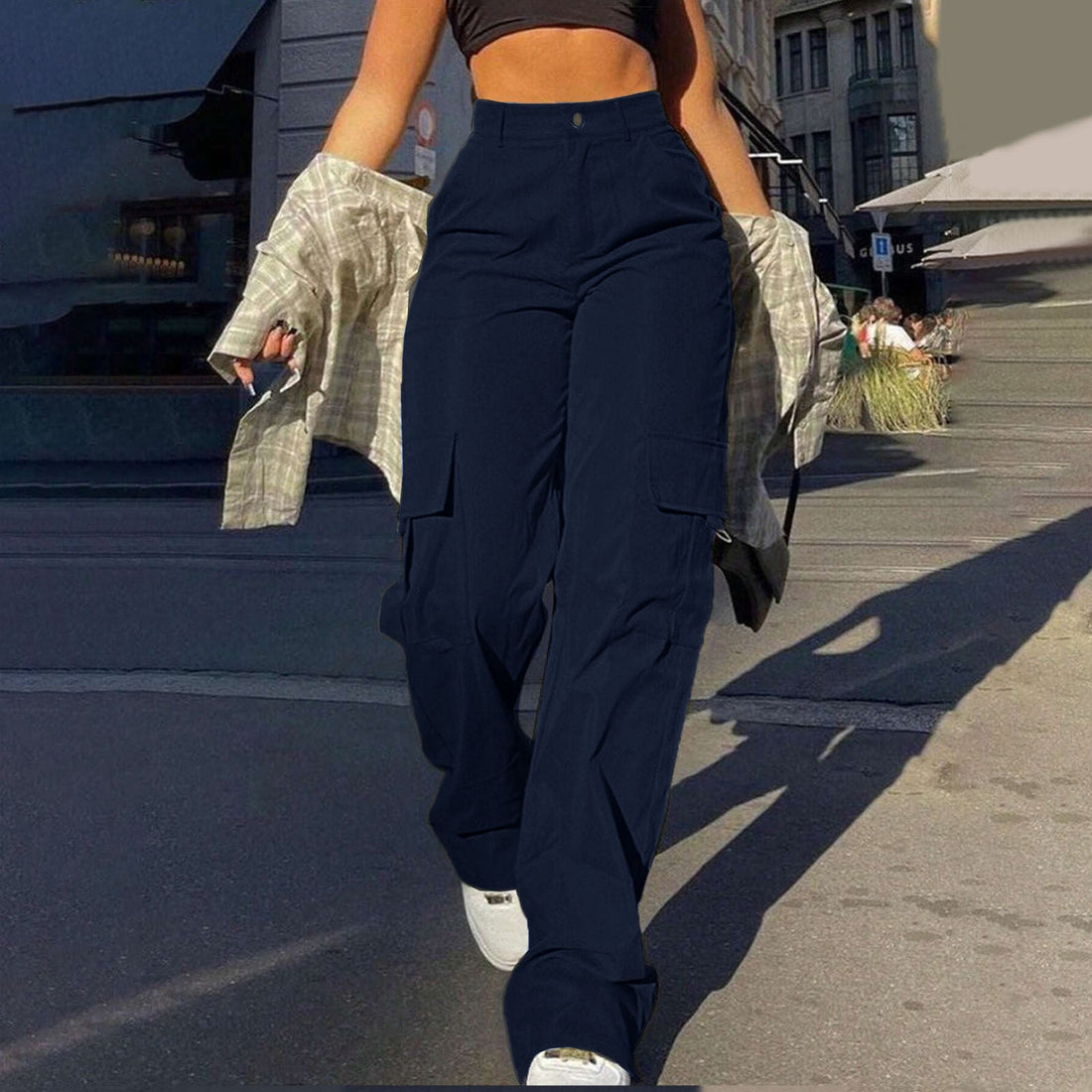 Multi-Pocket Workwear Straight-leg Trousers Limorista