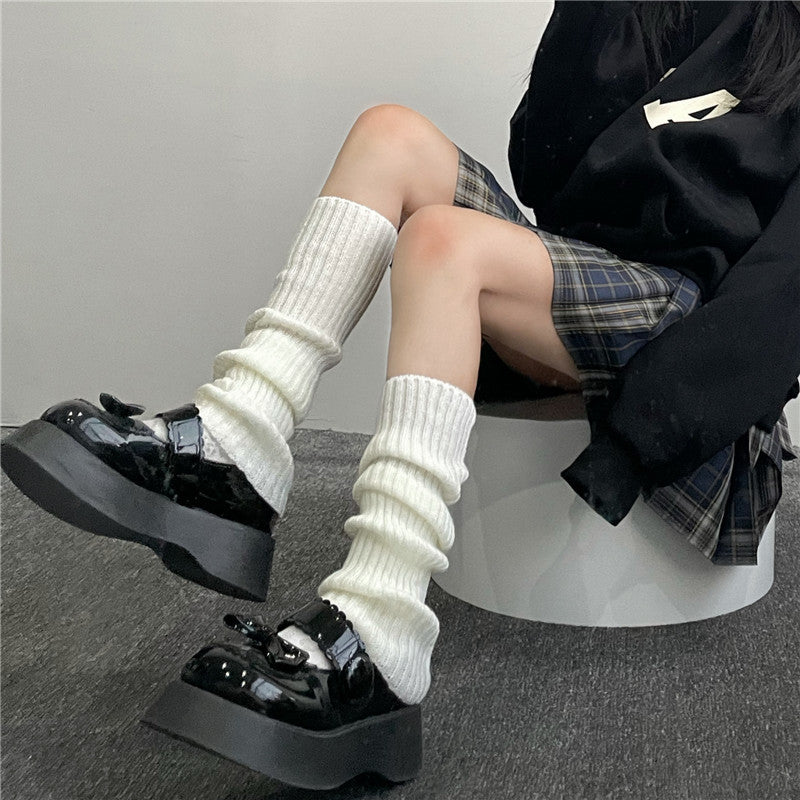 Solid Color Knitted Socks Stockings Limorista