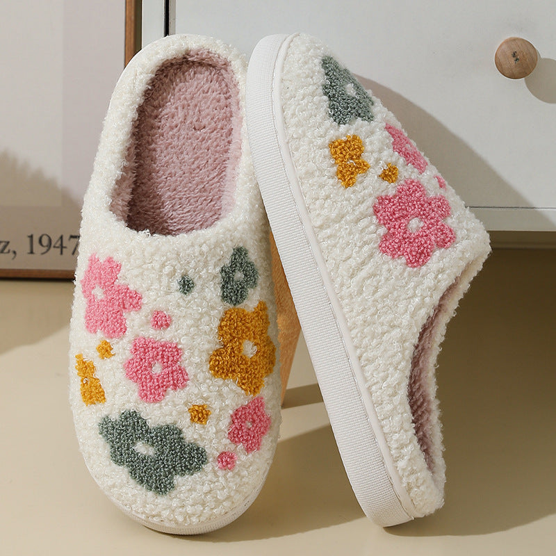 Warm Indoor Comfortable Colorful Flowers Cotton Slippers Limorista