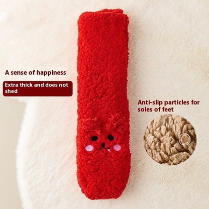 Winter Floor Socks Velvet Thicken Warm Coral Velvet Cute Socks Japanese-style Home Footwear Non-slip Socks New Year Gifts Winter Gadgets Limorista