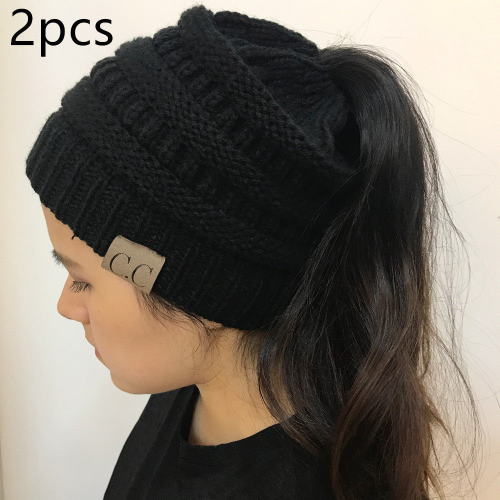 Knitted Ponytail Hat, Women&