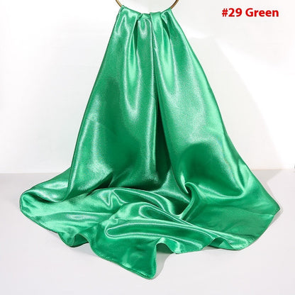 Pure Color Silk Scarf Artificial Silk 90cm Shiny Satin Shawl Limorista