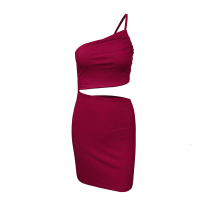 Design Sense Niche Shoulder Drawstring Dress Women Limorista