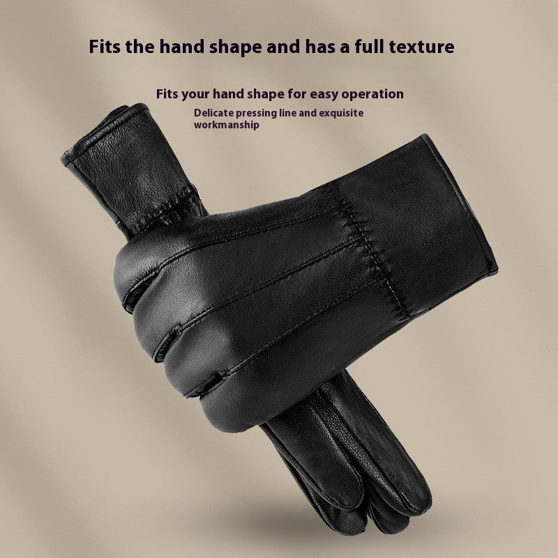 Genuine Leather Gloves For Men Women Fleece Lined Padded Warm Keeping Sheepskin Gloves Limorista