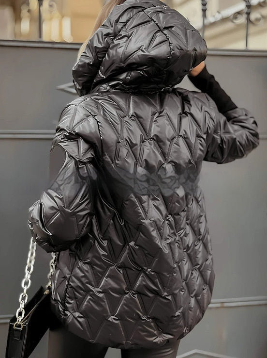 Fashion Hooded Fashion Loose-fitting Long Sleeves Patchwork Cotton Jacket Coat Limorista