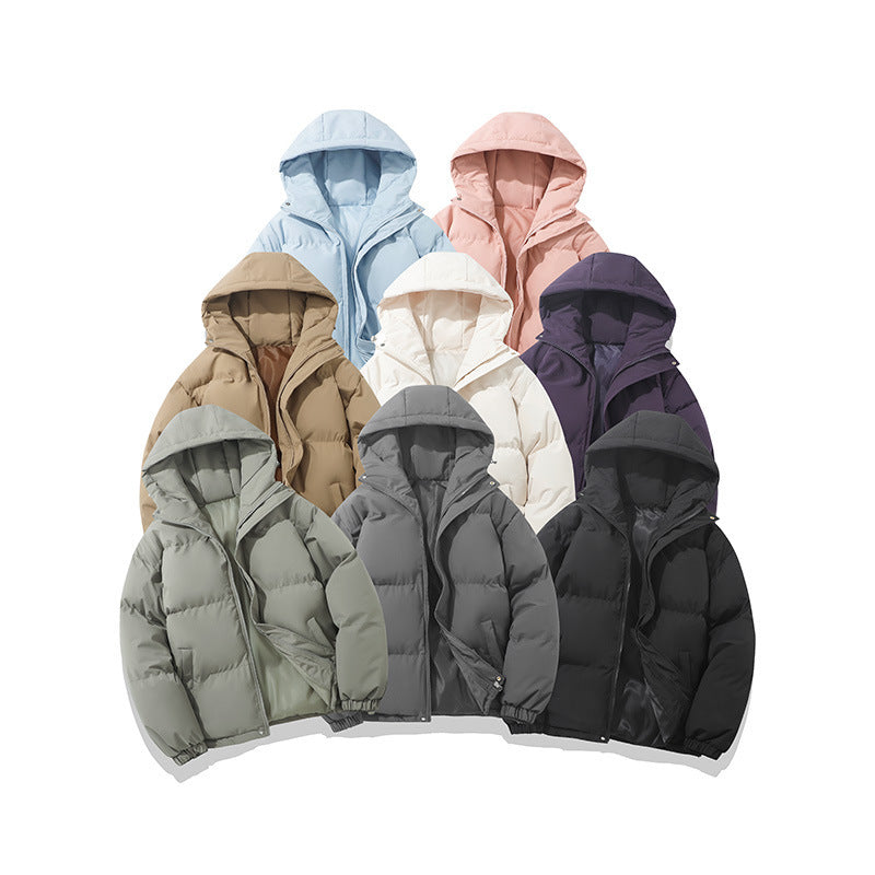 Zipper Solid Color Hooded Padded Jacket Limorista