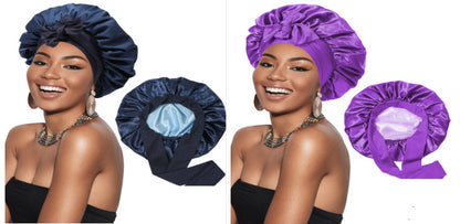 Double-layer Satin Ribbon Round Cap Bow Artificial Silk Beauty Hair Care Wide-brimmed Hat Limorista