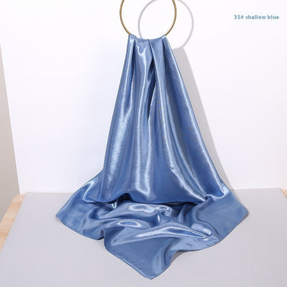 Pure Color Silk Scarf Artificial Silk 90cm Shiny Satin Shawl Limorista