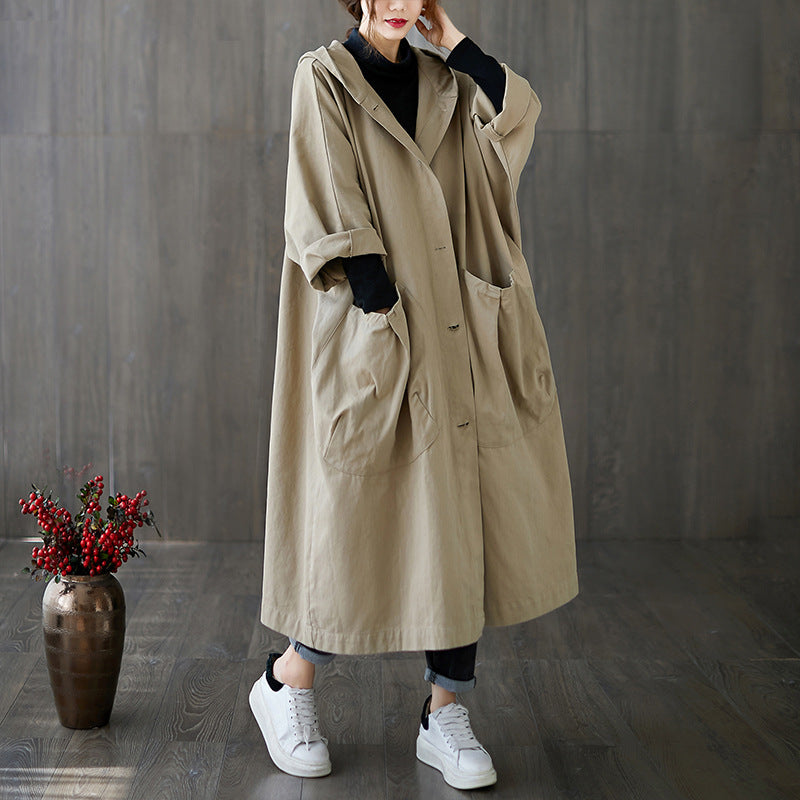 Hooded Casual Big Pocket Women&