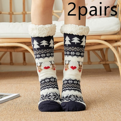 Thicken warm high tube plus velvet floor socks Limorista