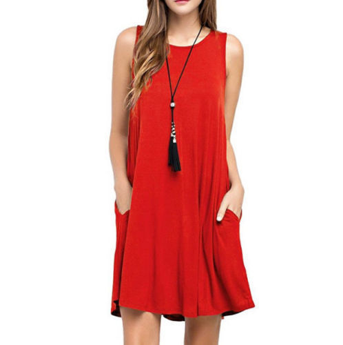 Summer Women Casual Pocket Dress Ladies T Shirt Dresses Limorista