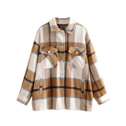 Ladies casual plaid shirt jacket Limorista