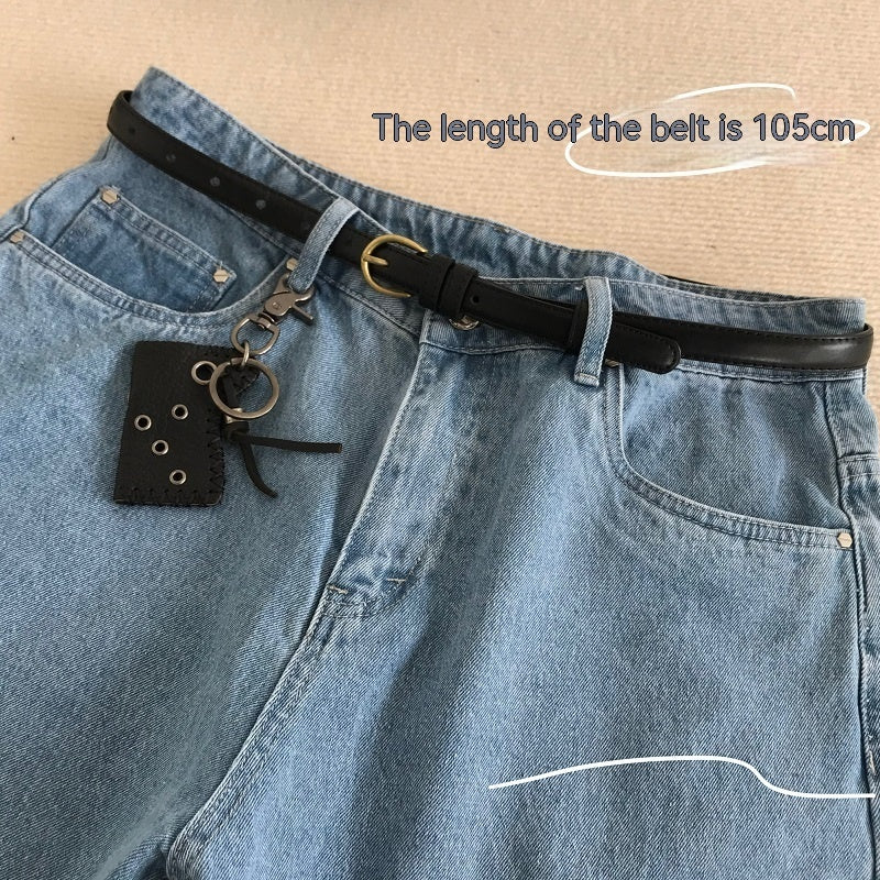 All-match Black Basic Style Small Belt Men Limorista