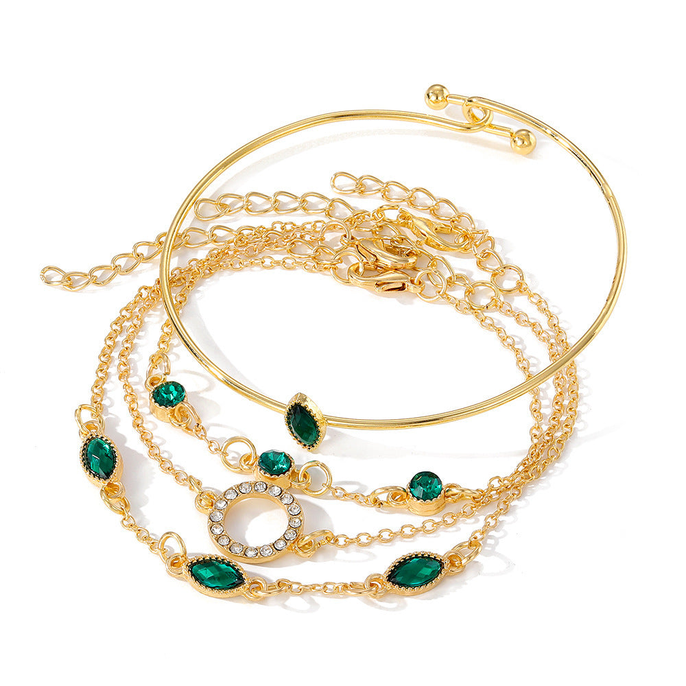 Diamond Bracelet Suit Rhinestone Chain Bracelet Four-piece Set For Women Limorista