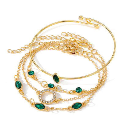 Diamond Bracelet Suit Rhinestone Chain Bracelet Four-piece Set For Women Limorista