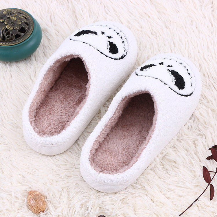 Halloween Skull-smirk Home Slippers Indoor Funny Non-slip House Shoes Winter Warm Bedroom Slippers For Women Men Limorista