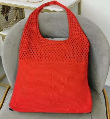 Simple Vintage Cutout Knit Tote Bag Limorista