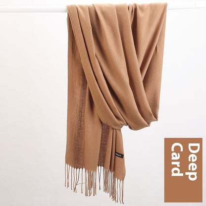 Pure Color Warm Keeping Scarf All-match Cashmere Shawl Limorista