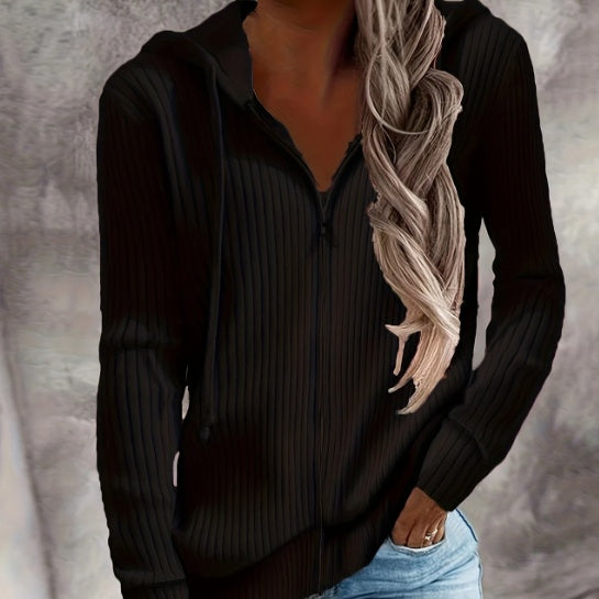 Zip Up Drawstring Hoodies, Casual Soldi Long Sleeve Sweatshirt Limorista