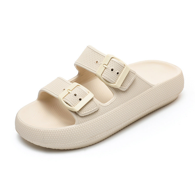 High Elastic Rubber Soft Platform Double Buckle Slippers For Women Limorista