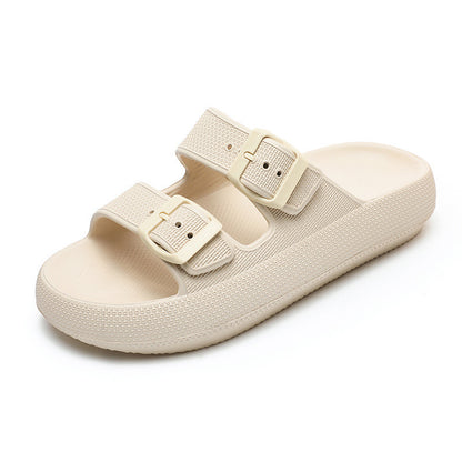 High Elastic Rubber Soft Platform Double Buckle Slippers For Women Limorista
