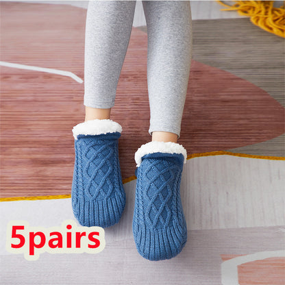 Winter Woolen Socks Women Thicken Warm Home Bedroom Socks Slippers Men Non-slip Foot Warmer Snow Socks Calcetines Mujer Limorista