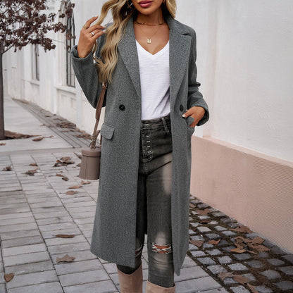 Lady Temperament Commuting Turn-down Collar Coat Limorista
