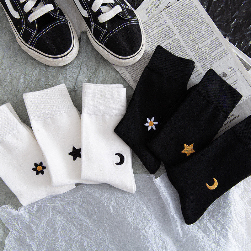 Stars And Moon Pure Color High-top Stockings Jk Socks Tide Socks Limorista