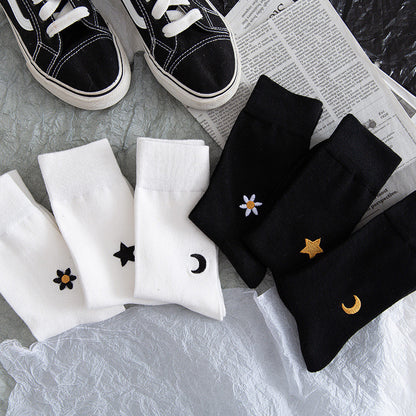 Stars And Moon Pure Color High-top Stockings Jk Socks Tide Socks Limorista