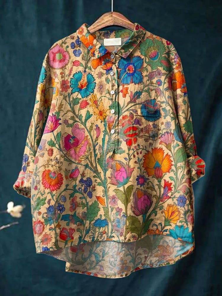 Animal Print Hawaiian Long Sleeved Shirt Limorista
