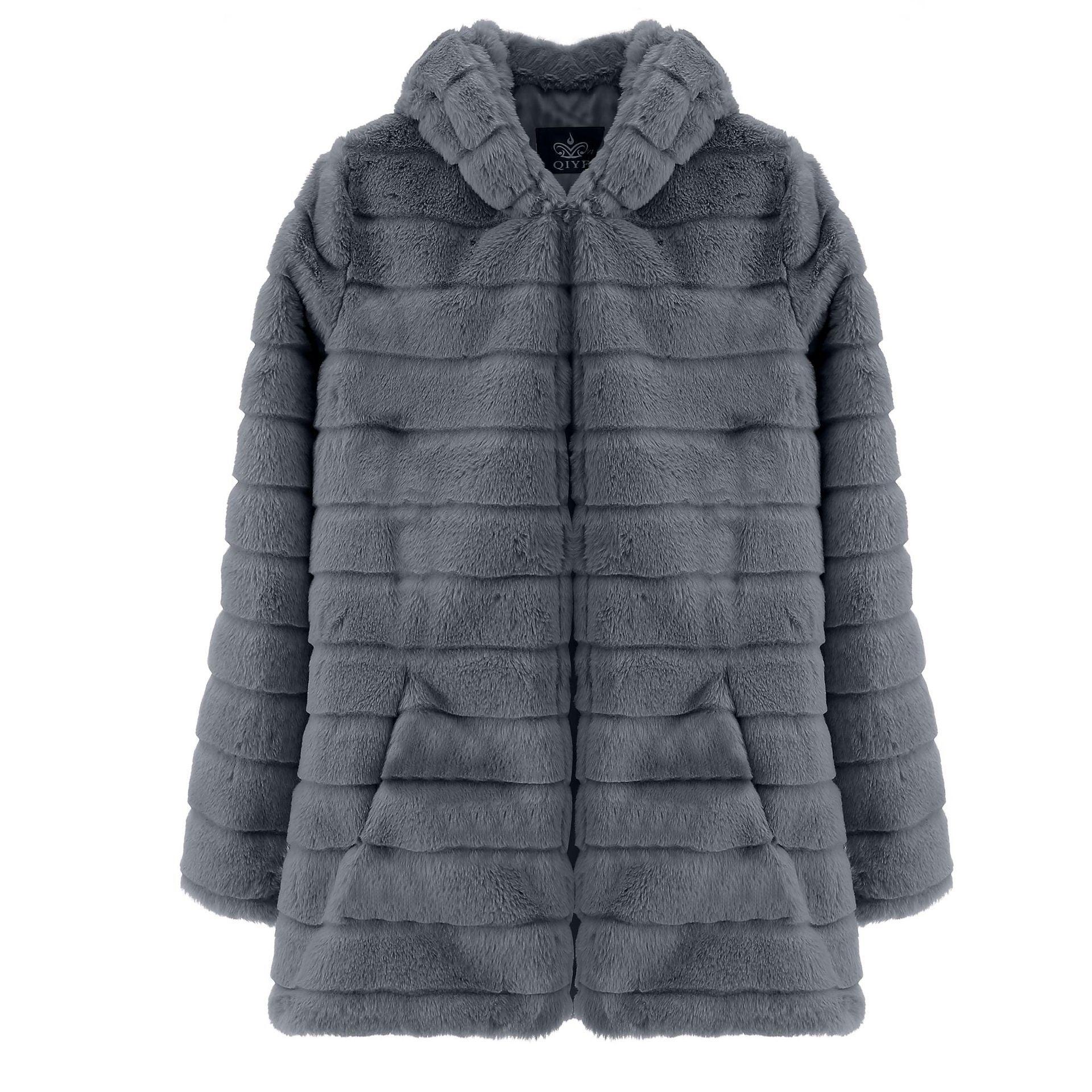 Plush padded hooded lady mink short fur coat Limorista