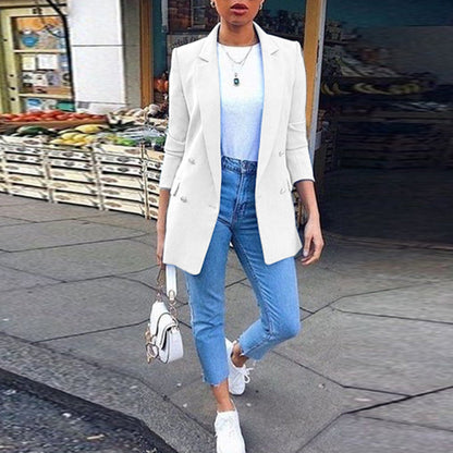 Fashion Lapel cardigan medium length temperament suit coat woman Limorista