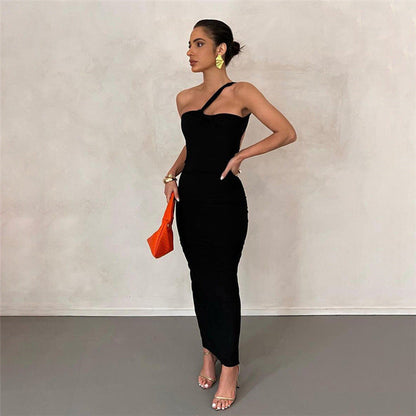 Fashion Sexy Diagonal Shoulder Dress Limorista