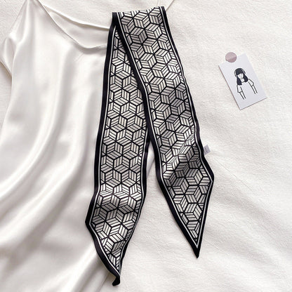 Narrow Long Strip Small Silk Scarf Women Fashion Leopard Pattern Limorista