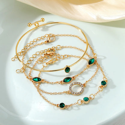 Diamond Bracelet Suit Rhinestone Chain Bracelet Four-piece Set For Women Limorista