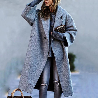 Turn-down Collar Coat Printed Woolen Long-cut Coat Limorista