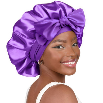 Double-layer Ribbon Round Cap Bow Hair Care Wide-brimmed Hat Limorista