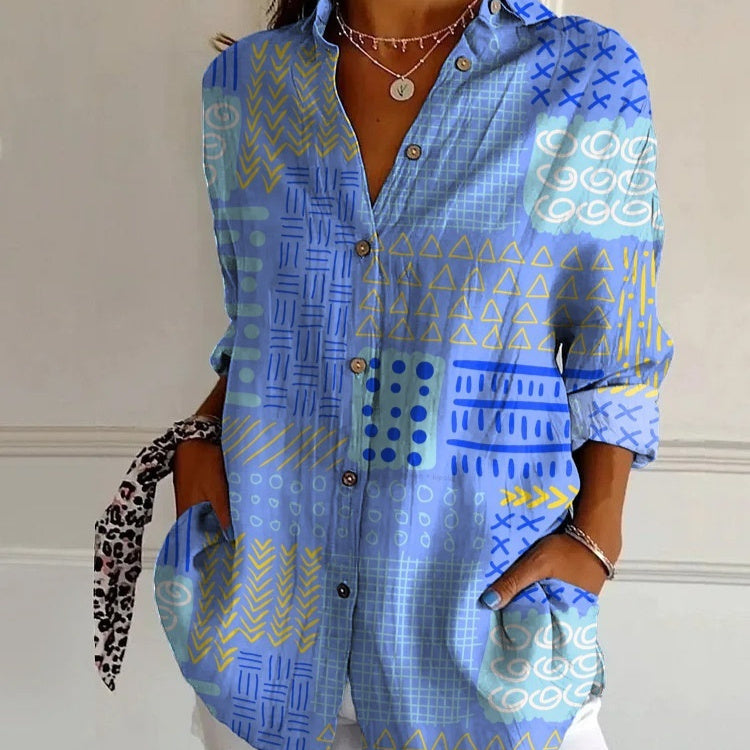 Striped Long-sleeved Shirt Women&