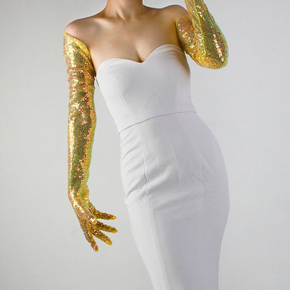 Sequined Sleeve Cover Lace Mesh Specialty Limorista