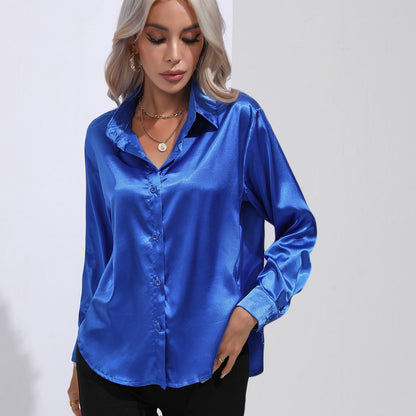 European And American Satin Shirt Women&